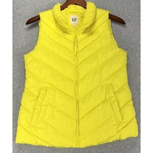 Gap Warmest Puffer Vest Neon Yellow Size XS Quilted Lightweight Packable Layer
